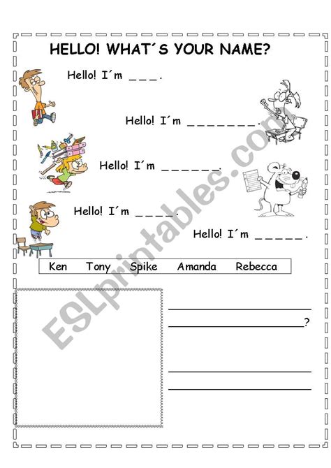 Whats Your Name Esl Worksheet By Genevie