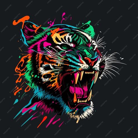 Premium Vector Colorful Roar Tiger Pop Art Vector Illustration