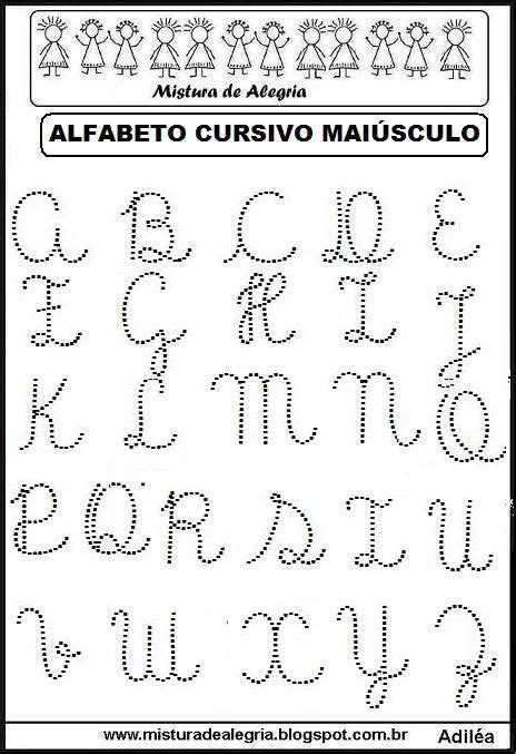 Resultado De Imagem Para Pontilhado Para Letra Cursiva Alfabeto