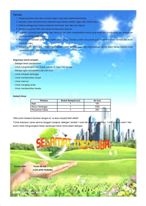 Pemilihan atlit zon di sknd. Guru Pembina Negara Bangsa: Enzim Sampah
