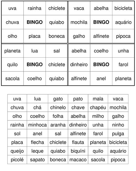 Bingo De Palavras Silabas Complexas Atividades Pedagogicas Mobile Legends