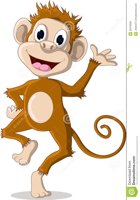 Cute Monkey Cartoon Posing Stock Illustration