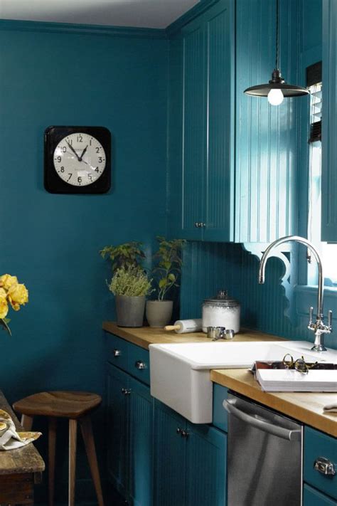 Teal Blue Kitchen Walls Cabinets Matttroy