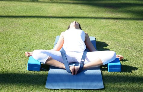 Supta baddha konasana reclining bound angle (reclining butterfly in yin). RECLINING BOUND ANGLE POSE (Supta Baddha Konasana ...