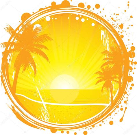 Freebie~beach life svg cut file. Tropical frame, sunset on the beach, vector illustration ...