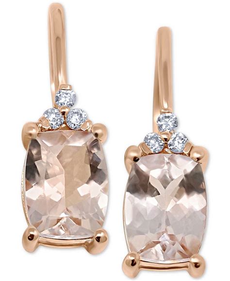 Macys Morganite 2 13 Ct Tw And Diamond Accent Drop Earrings In 14k