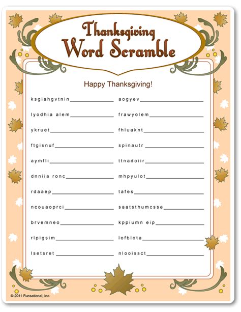 Kids will love the word scramble because it's challenging. thanksgiving word scramble printable | printable ...