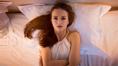 wallpaper women portrait dmitry korneev model face pillow in bed red lipstick brunette