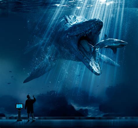 Mosasaurus Shark Snack Poster From Jurassic World 2018 Wallpaper Hd
