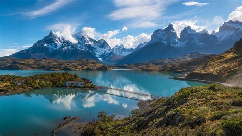 Andes Lake Chile Green The Bridge Mountain Patagonia 1080p