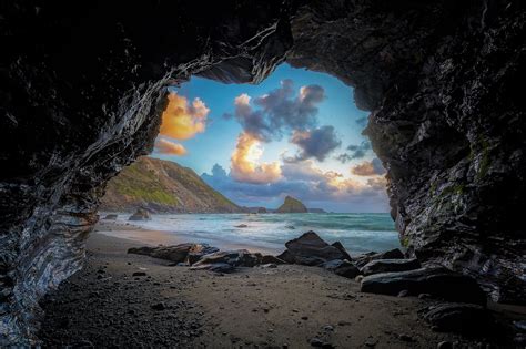 View From Beach Cave Hd Wallpaper Background Image 2048x1365 Id
