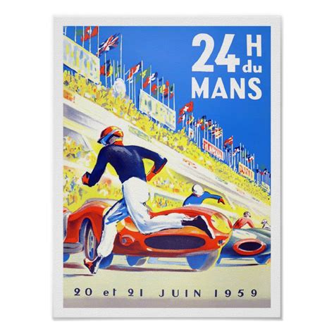 1959 Le Mans 24 Hours Grand Prix Race Vintage Poster In 2021 Vintage