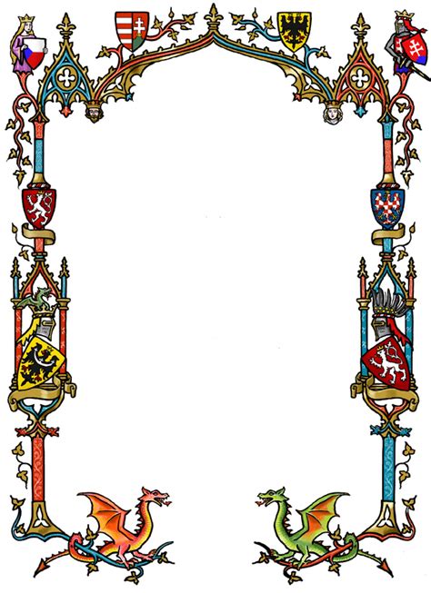 Medieval Border With Heraldry And Dragons By Dashinvaine On Deviantart