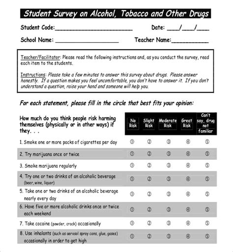 Free Student Survey Template Printable Templates