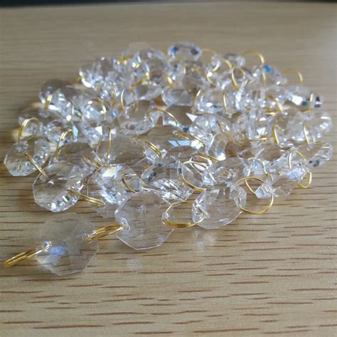 20meters 14mm Clear Crystal Bead Strand Golden Ring Garland Strands