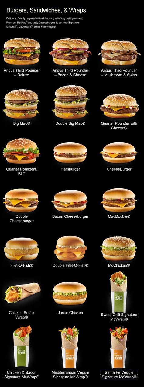 McDonald S Menus Burgers Wraps Mcdonalds Food Menu Fast Food