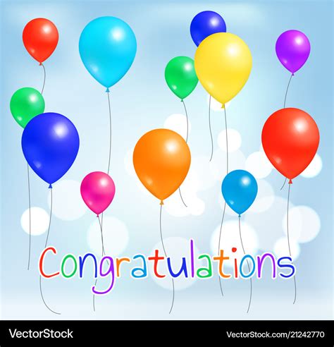 Congratulations Postcard Colorful Balloons Flying Vector Image
