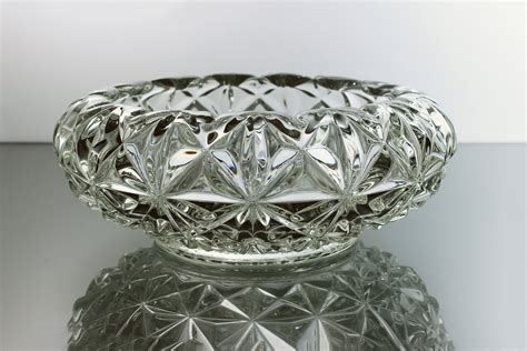 Pressed Glass Bowl Imperial Glass Mt Vernon Clear Folded Edge