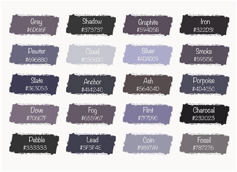 160 Shades Of Gray With Names Hex Rgb Cmyk Codes 42 Off