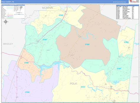 Polk County, TN Wall Map Color Cast Style by MarketMAPS