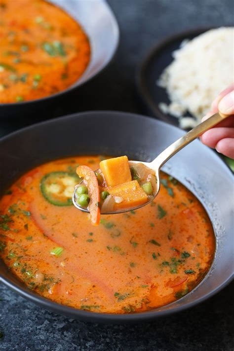 As i was stirring and simmering, i was so excited for him to try this. This Spicy Thai Coconut Curry Soup (Vegan!) is the perfect ...