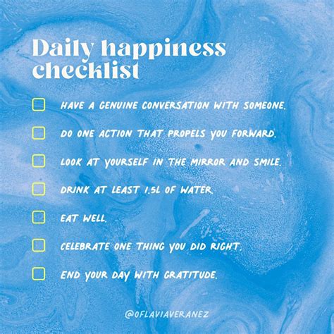 Daily Happiness Checklist Self Love Quotes Daily Checklist Best Self