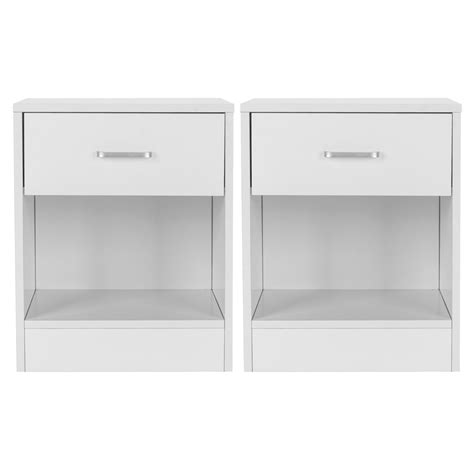 Set of 2 storage cabinet bedroom bedside locker double drawer nightstand. Ktaxon Set of 2 Nightstand MDF End Tables Pair Bedroom ...