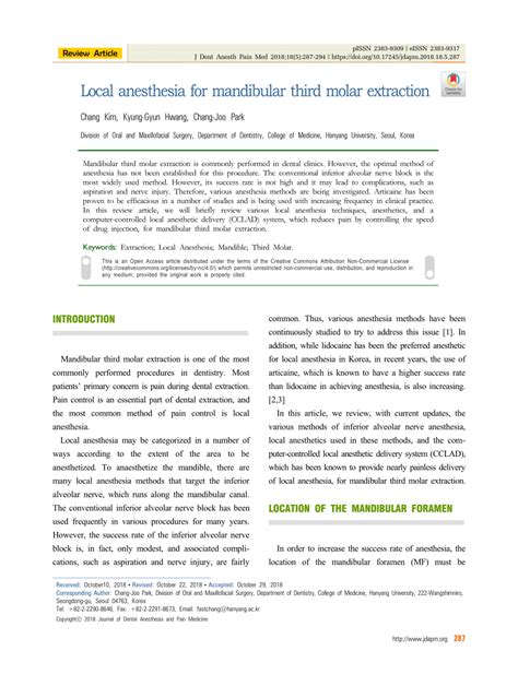 Pdf Local Anesthesia For Mandibular Third Molar Extraction