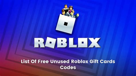List Of Free Unused Roblox Gift Cards Codes December 2022