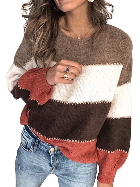 Loose Autumn Winter Striped Sweater Women Pullover Thick Ladies