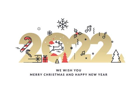 Merry Christmas And Happy New Year 2022 Greeting Card 3433082 Vector
