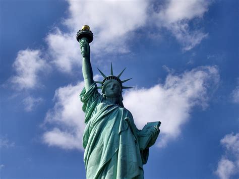 Banco De Imagens Nuvem Céu Nova York Manhattan Monumento Verde Estátua Da Liberdade