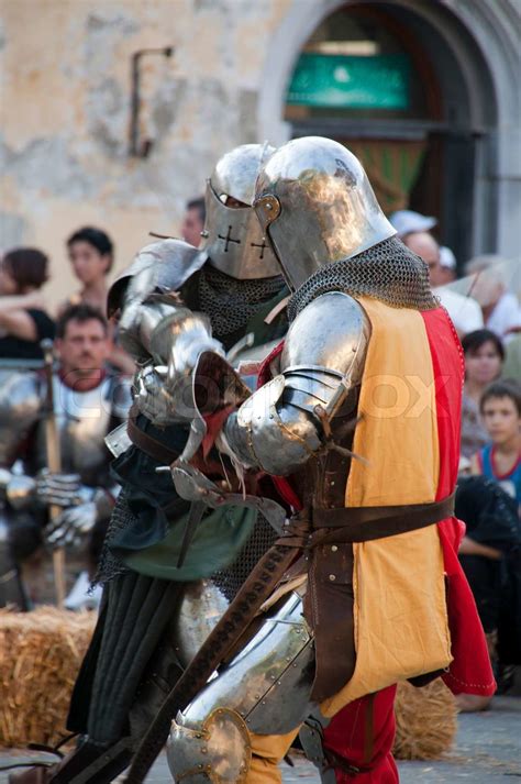 Medieval Knights Fighting Stock Image Colourbox