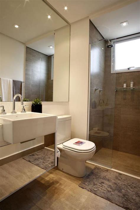 Revestimento Se Repete No Piso E Fundo Do Box Modern Bathroom Decor Bathroom Design Small