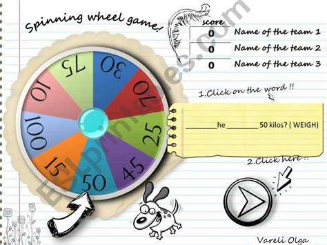 Esl English Powerpoints Spinning Wheel Game Simple Present Present My