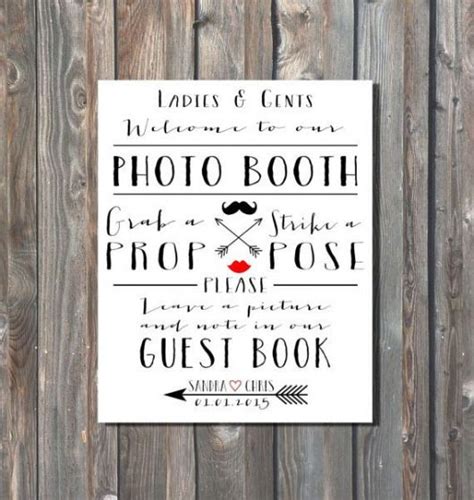 Using your favorite engagement photos, gather them in a creative photo album for guests to sign on your wedding day. Personalized Wedding Photo Booth Sing-Photobooth Sign-Guest Book Sign-Printable Sign-Mi ...