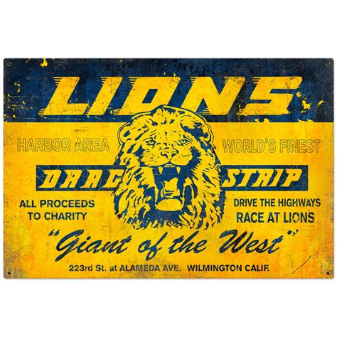 Lions Drag Strip Vintage Metal Sign