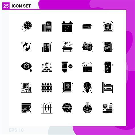Group Of 25 Solid Glyphs Signs And Symbols For Finance Bank Check Care