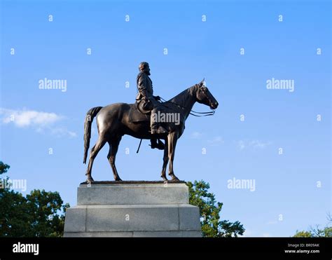 Bronze Statue Of Robert E Lee Gettysburg Pennsylvania Usa Stock