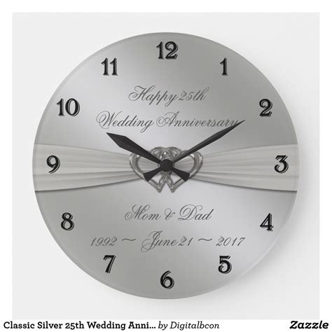 Classic Silver Th Wedding Anniversary Wall Clock Th Wedding