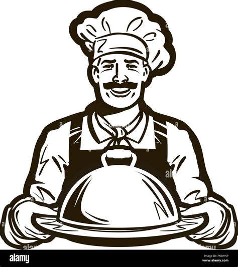 Cook Chef Vector Logo Restaurant Cafe Or Dish Meal Food Icon Stock