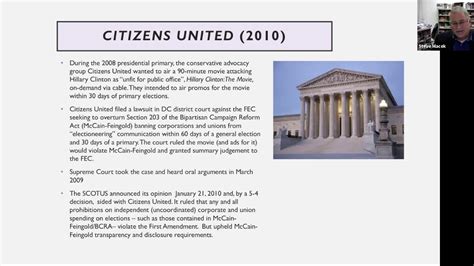 Campaign Finance Laws Leading To Citizens United Case Youtube