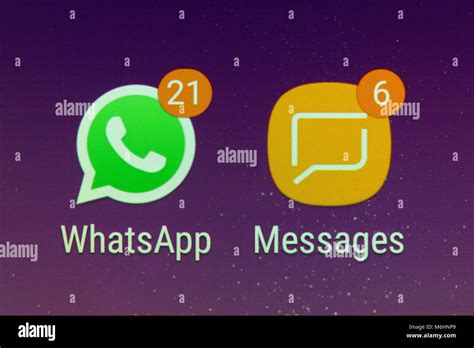 The Whatsapp And Message Icons Showing Notifications On A Smartphone