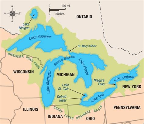 Danau Superior Michigan Huron Erie Dan Ontario Terletak Di Amerika