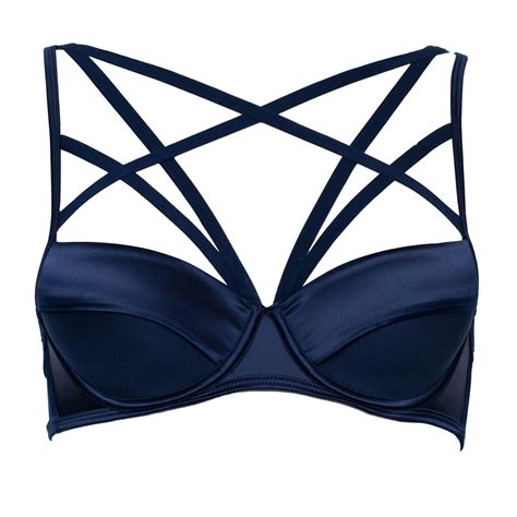 Lunalae Brianna Strappy Lingerie Bra Navy In Blue Lyst