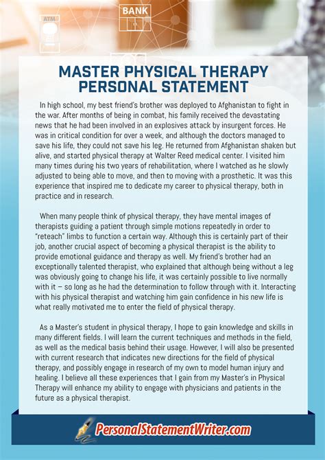 Master Physical Therapy Personal Statement Example By Ukpswritersamples On Deviantart