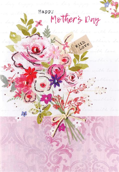 happy mother s day card with love embellished bouquet cards