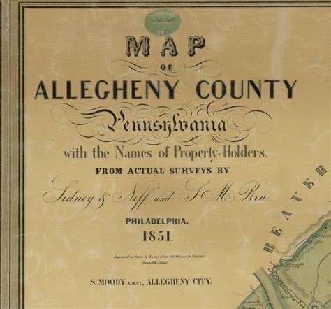 Allegheny County Pennsylvania 1851 Old Wall Map With Etsy