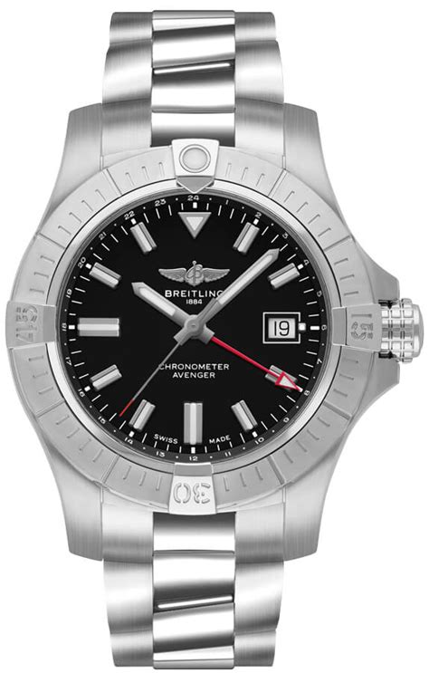 A32397101b1a1 Breitling Avenger Automatic Gmt 43 Stainless Steel Black