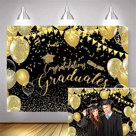 Congratulations Graduates With Gold Glitter And Graduate Silhouettes